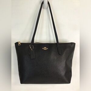 COACH Crossgrain Black Leather Zip Tote Bag Shoulder Bag